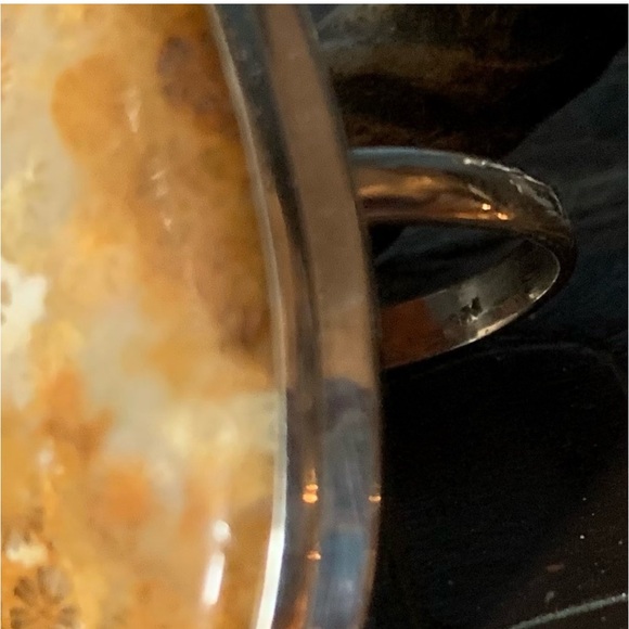 Huge Fossilized Coral Sterling Silver Ring Vintage 925 stamped Size 13.5 - Picture 7 of 10